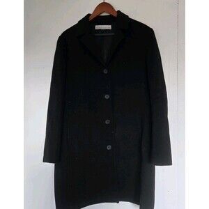 Anne Klein Coat Womens M Black Wool Blend Peacoat Winter Old Money Classy